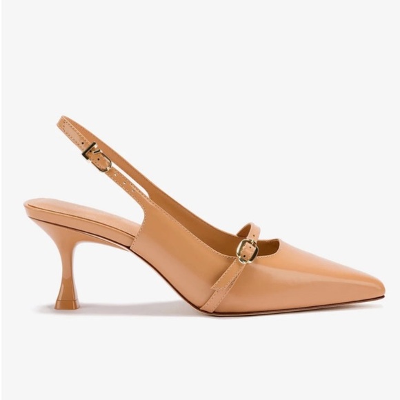 NWOT Larroude Ines Pump In Tan Patent Leather Size 8 New - Picture 12 of 14